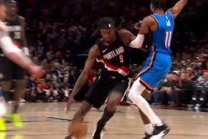 夹手臂了!格兰特突破被吹进攻犯规&开拓者挑战失败